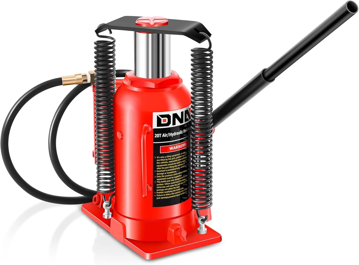 جک بطری هیدرولیک بادی DNA MOTORING - ظرفیت 20 تن (40000 پوند)، دسته دستی و پمپ بادی برای تعمیر خودرو، کامیون، RV، ابزار -00323