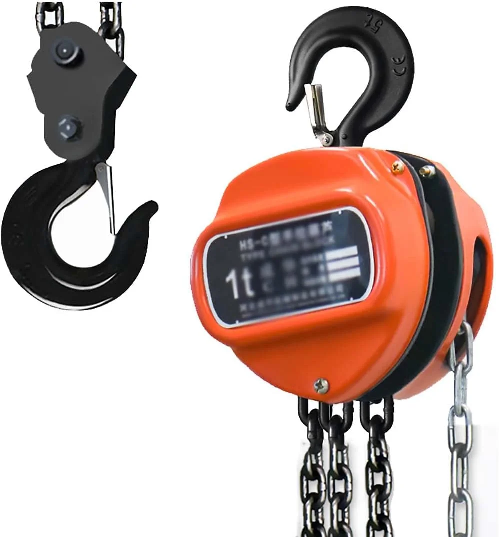 بالابر زنجیری دستی با ظرفیت 1 تا 2 تن، ساختار فولادی صنعتی، بالابر زنجیری دستی با 2 قلاب سنگین، بالابر زنجیری برای ماشین آلات انبار (اندازه: 3 متر، رنگ: 2 تن)