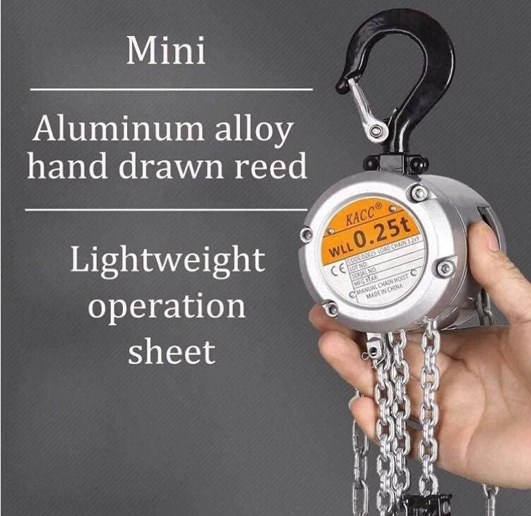 بالابر زنجیری کوچک، بالابر اهرمی بلوک زنجیری، بالابر دستی سبک تک زنجیری مینیاتوری 250 کیلوگرم 500 کیلوگرم 3 متری، مناسب برای کارگاه های ساختمانی، گاراژها، انبارها، اسکله ها، کارگاه ها، 250 کیلوگرم * 3 متر