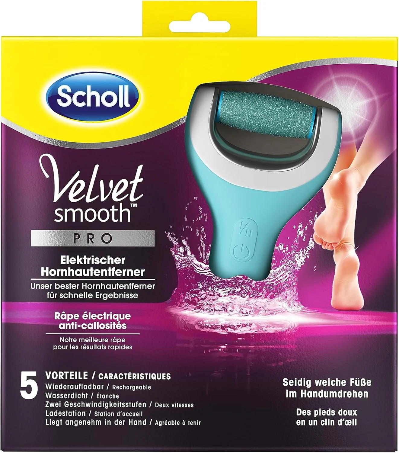 دستگاه سوهان برقی پدیکور شول مدل Velvet Smooth Pro - برای از بین بردن پینه پا در حالت خشک و مرطوب - قابل شارژ - 1 دستگاه + استند شارژ دستگاه سوهان برقی پدیکور شول مدل Velvet Smooth Pro - برای از بین بردن پینه پا در حالت خشک و مرطوب - قابل شارژ - 1 دستگاه + استند شارژ