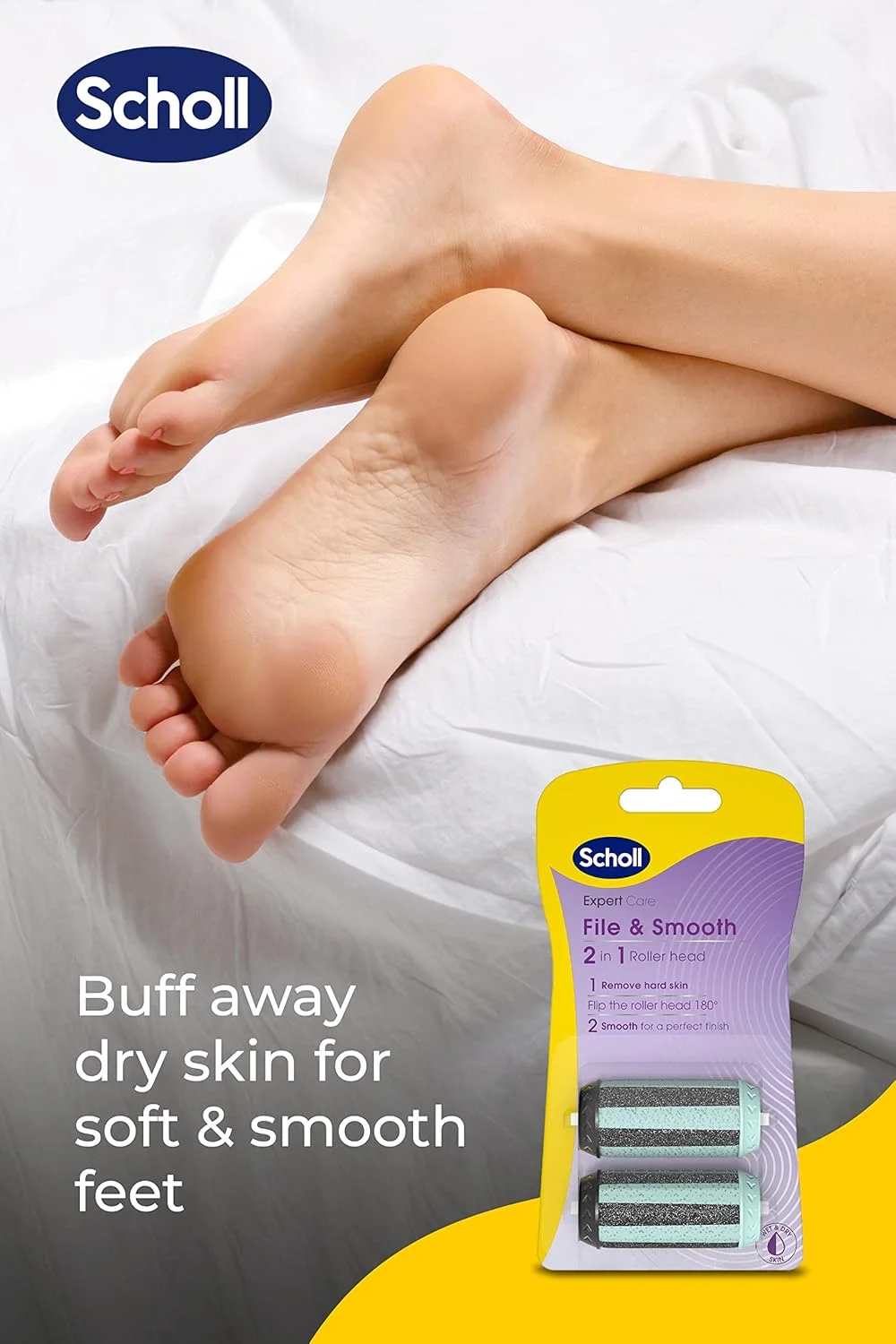غلتک های یدکی سوهان پا و صاف کننده 2 در 1 Scholl Expert Care - سری های غلتکی جایگزین Scholl - هر بسته شامل 2 عدد غلتک یدکی