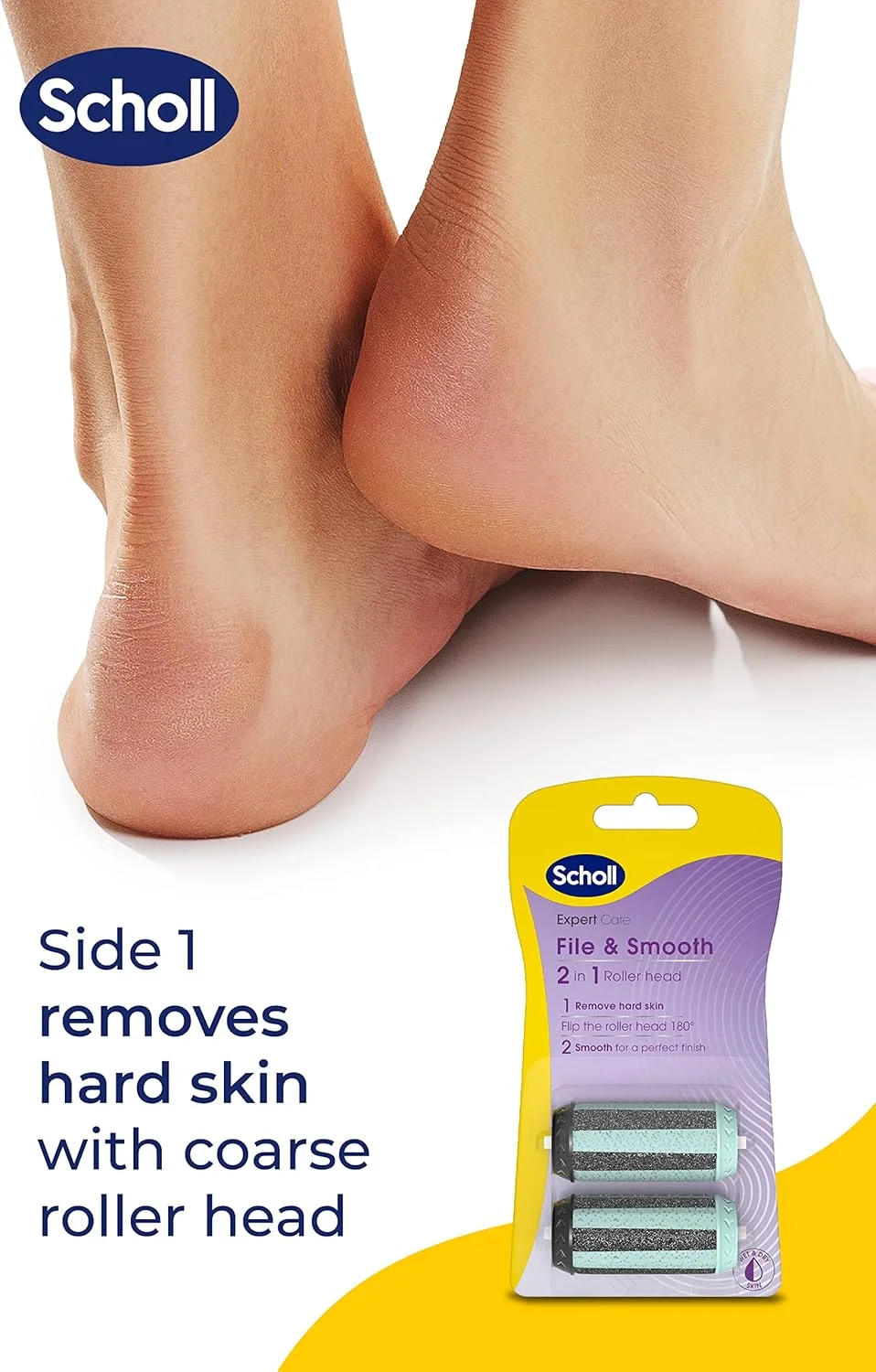 غلتک های یدکی سوهان پا و صاف کننده 2 در 1 Scholl Expert Care - سری های غلتکی جایگزین Scholl - هر بسته شامل 2 عدد غلتک یدکی