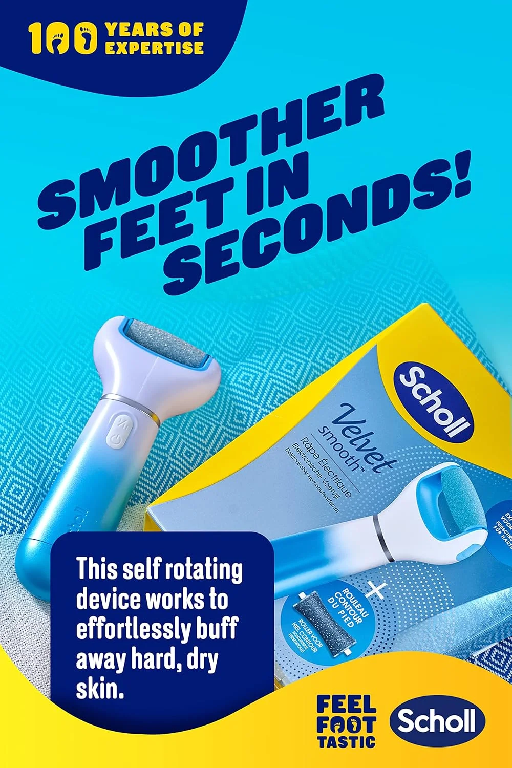 سوهان برقی پدیکور Scholl Velvet Smooth برای از بین بردن پوست سخت پا به همراه غلتک یدکی اضافی برای پاشنه ترک خورده سوهان برقی پدیکور Scholl Velvet Smooth برای از بین بردن پوست سخت پا به همراه غلتک یدکی اضافی برای پاشنه ترک خورده