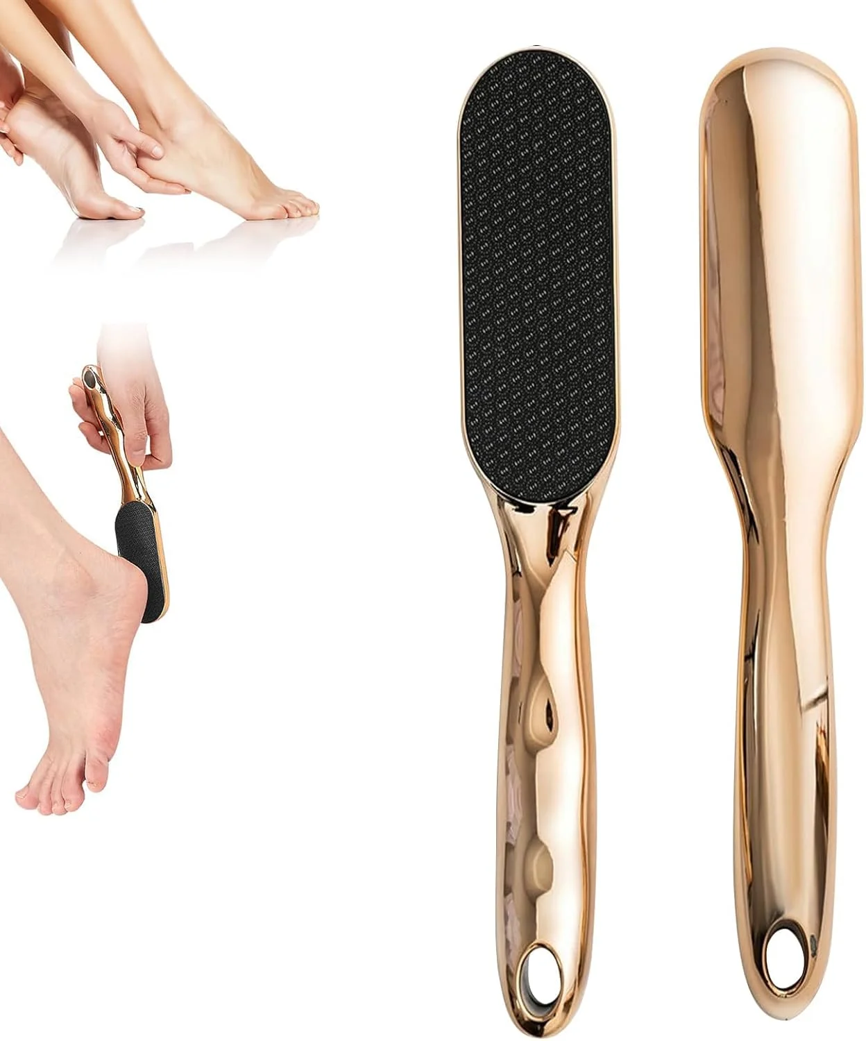سوهان پای شیشه ای نانو PINKE، تخته ساب پا، اسکرابر پدیکور دستی، از بین برنده پینه برای پاها، سوهان پای حرفه ای برای از بین بردن پوست مرده و زبر، مراقبت از پینه پا برای مردان و زنان، طلایی