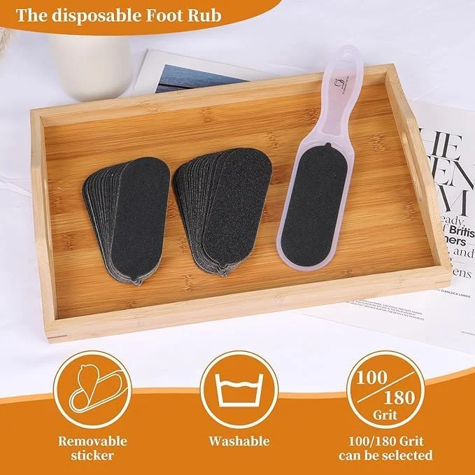 سوهان پدیکور پلاستیکی از بین برنده پینه پا به همراه 50 عدد برچسب (25 عدد سخت و 25 عدد نرم) دسته پلاستیکی دو طرفه اسکرابر پدیکور سنگ پا با کیفیت حرفه ای مناسب اسپا برای از بین بردن پوست مرده سوهان پدیکور پلاستیکی از بین برنده پینه پا به همراه 50 عدد برچسب (25 عدد سخت و 25 عدد نرم) دسته پلاستیکی دو طرفه اسکرابر پدیکور سنگ پا با کیفیت حرفه ای مناسب اسپا برای از بین بردن پوست مرده