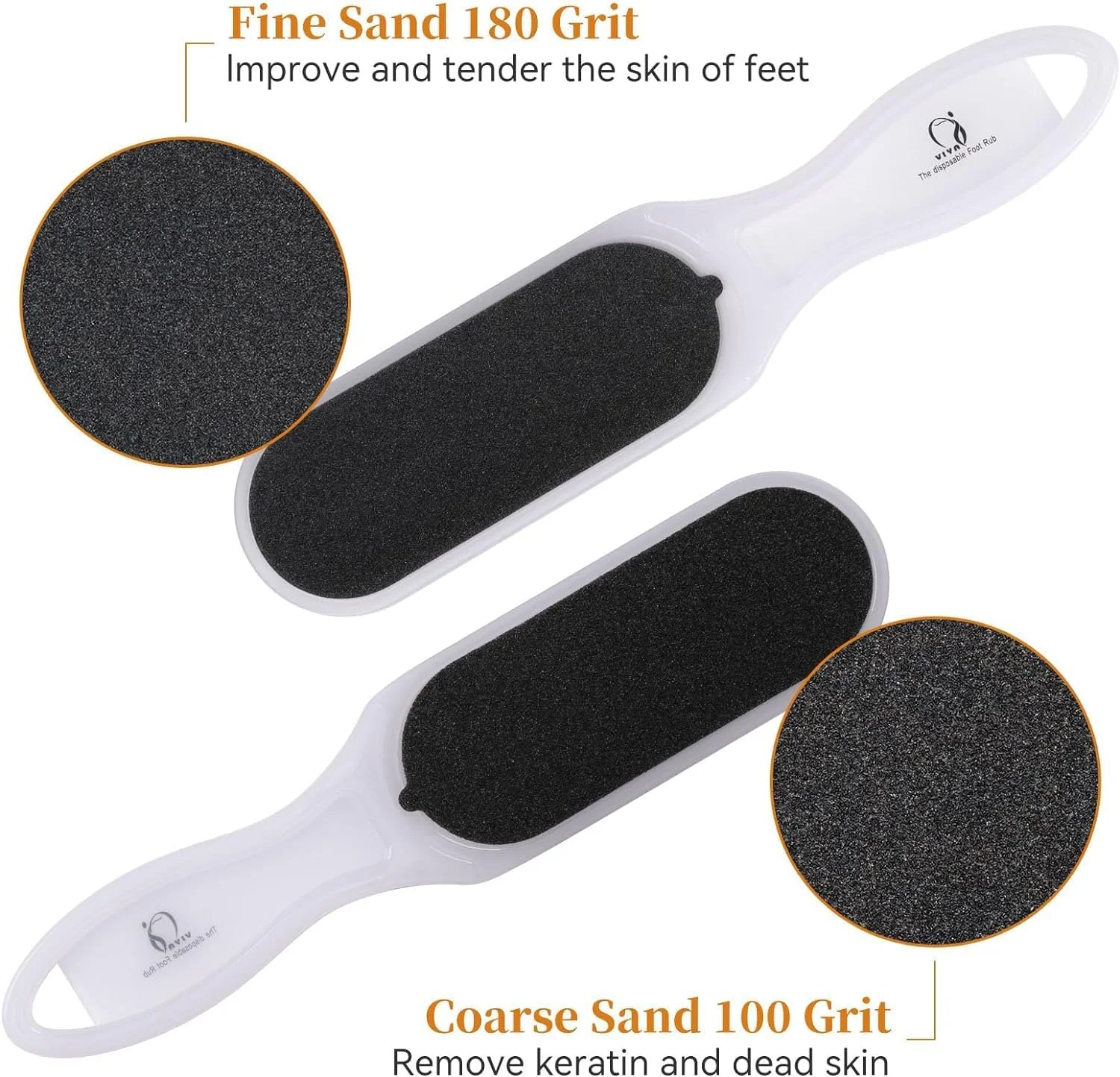 سوهان پدیکور پلاستیکی از بین برنده پینه پا به همراه 50 عدد برچسب (25 عدد سخت و 25 عدد نرم) دسته پلاستیکی دو طرفه اسکرابر پدیکور سنگ پا با کیفیت حرفه ای مناسب اسپا برای از بین بردن پوست مرده سوهان پدیکور پلاستیکی از بین برنده پینه پا به همراه 50 عدد برچسب (25 عدد سخت و 25 عدد نرم) دسته پلاستیکی دو طرفه اسکرابر پدیکور سنگ پا با کیفیت حرفه ای مناسب اسپا برای از بین بردن پوست مرده