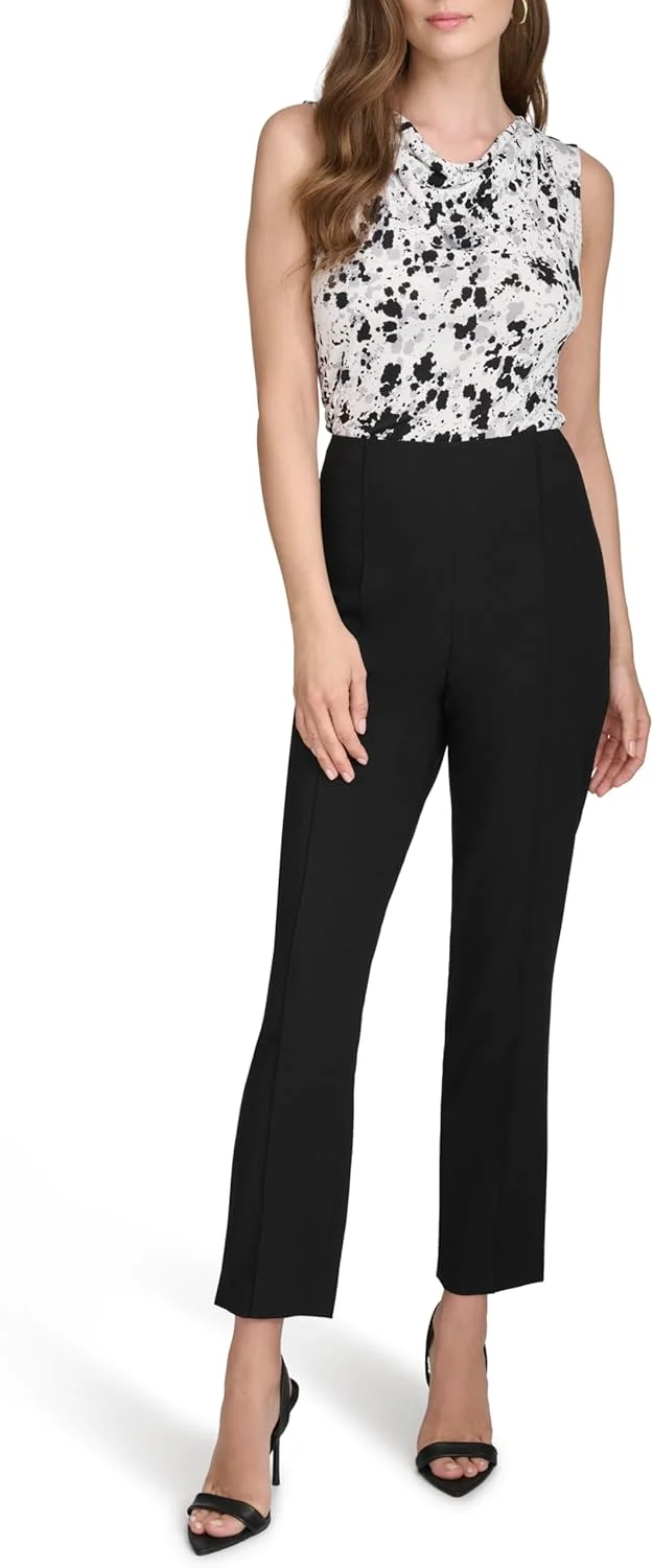 شلوار زنانه هالستون، راسته باریک، بافت، کمر بلند، مشکی، سایز 14