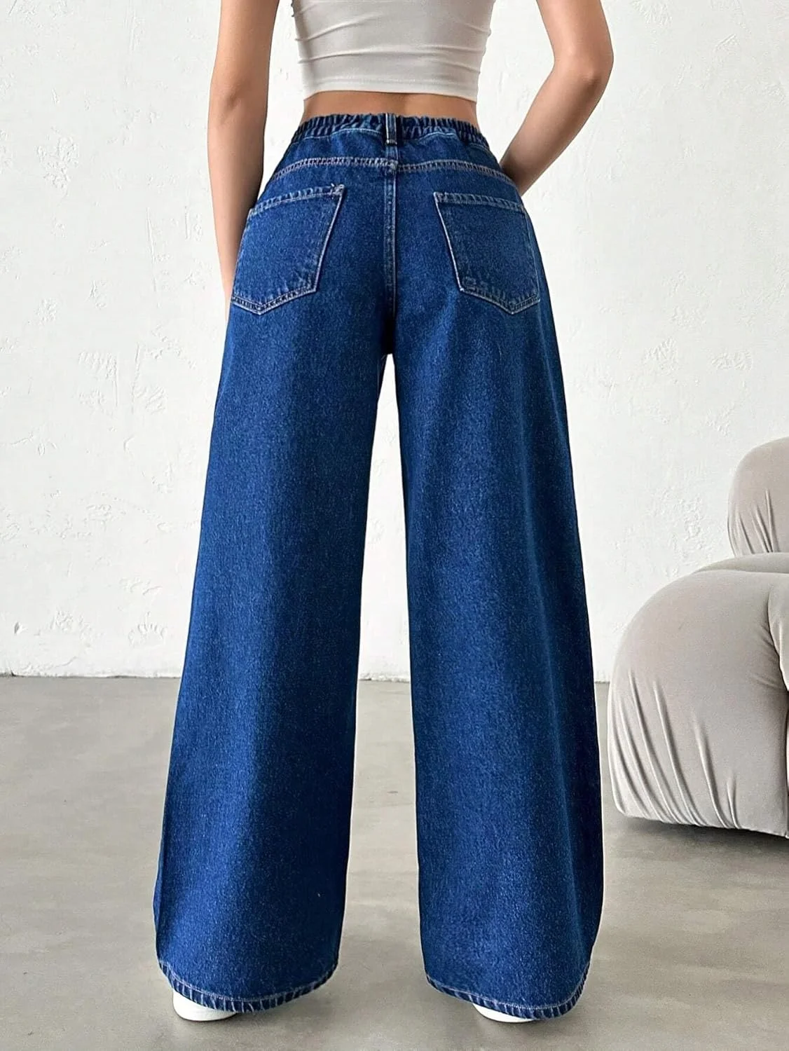 شلوار جین زنانه GRECIILOOKS، مدل مدرن، راسته، فاق بلند (آبی، سایز 30)