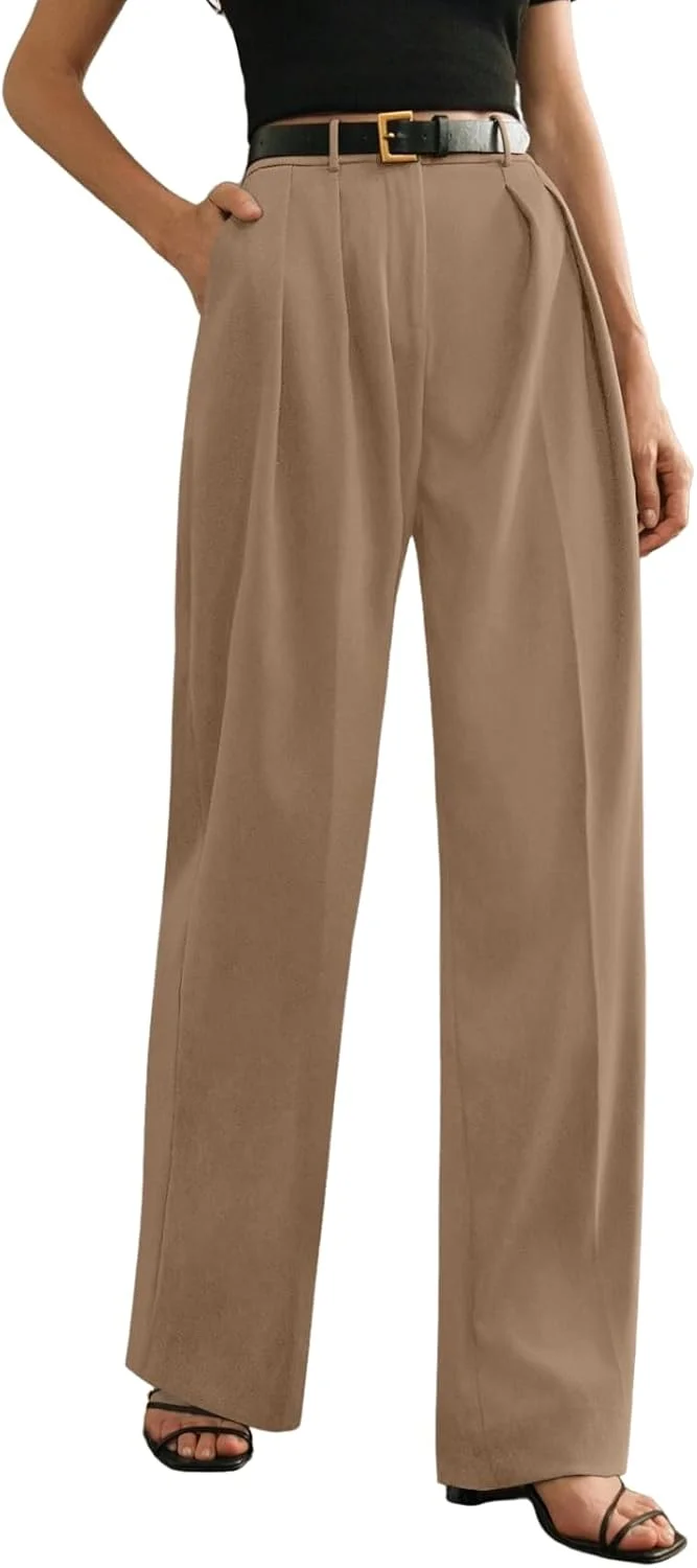 شلوار کتان زنانه کمر بلند GRECIILOOKS - شلوار پارچه ای دم پا گشاد با جیب های جانبی | شلوار کارگو مسافرتی غیر رسمی (موجود در سایز بزرگ و بسته ترکیبی 2 عددی) خاکی (GL-TR1159_KHAKHI_36)