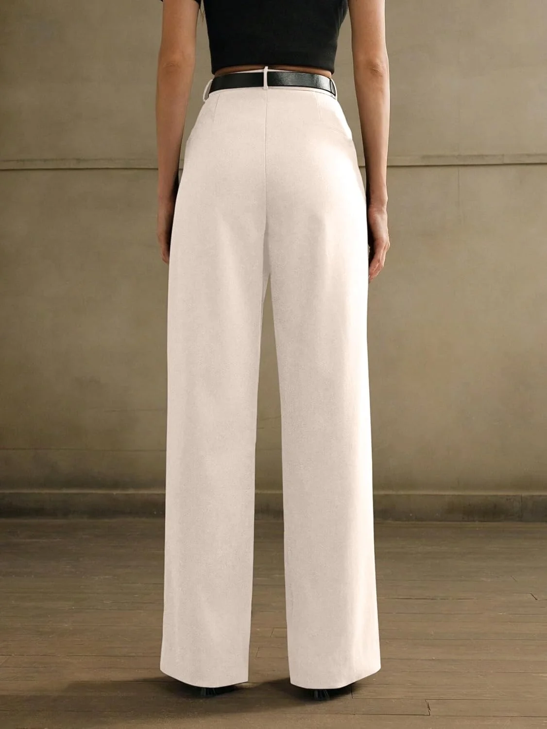 شلوار کتان زنانه کمر بلند GRECIILOOKS - شلوار پارچه ای دمپا گشاد با جیب های جانبی | شلوار کارگو مسافرتی غیر رسمی (موجود در سایز بزرگ و بسته ترکیبی 2 عددی) سفید (GL-TR1159_WHITE_34)