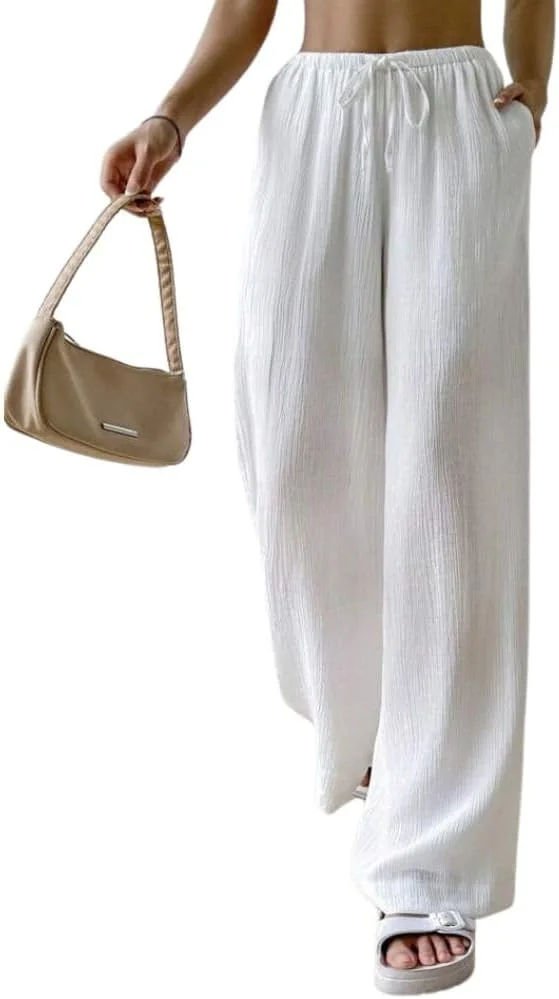 شلوار زنانه گشاد کمر بلند GRECIILOOKS | شلوار کره ای کمر بلند | شلوار گرمکن رسمی | مدل باربری بگ ترندی (موجود در سایز بزرگ و بسته ترکیبی 2 عددی) سفید (GL-DP-TR1028_WHITE_32)