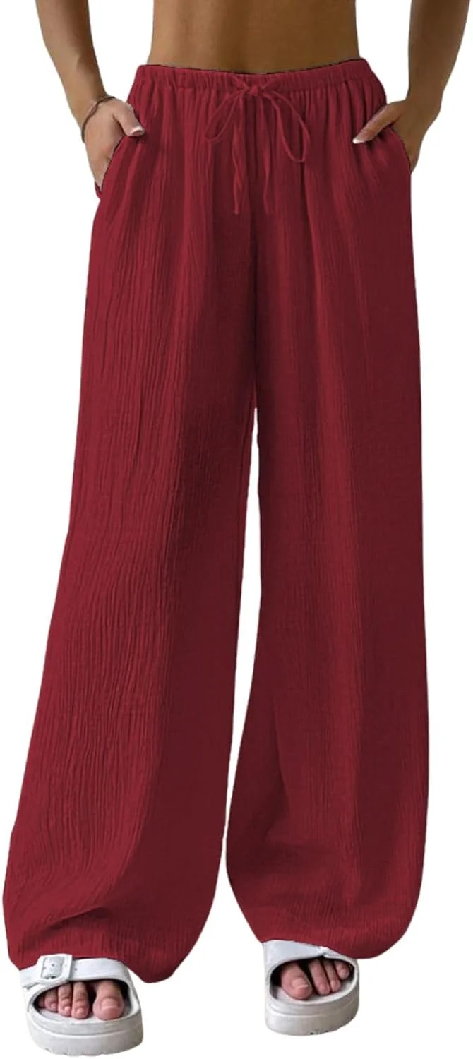 شلوار زنانه گشاد کمر بلند GRECIILOOKS | شلوار کره ای کمر بلند | شلوار ورزشی رسمی | مدل باربری بگ ترندی (موجود در سایز بزرگ و بسته ترکیبی 2 عددی) (GL-DP-TR1028_MAROON 1_28)