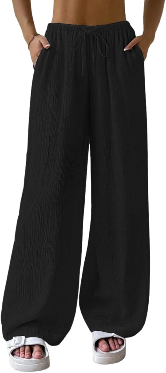 شلوار زنانه گشاد کمر بلند GRECIILOOKS | شلوار کره ای کمر بلند | شلوار ورزشی رسمی | مدل باربری بگ ترندی (موجود در سایز بزرگ و بسته ترکیبی 2 عددی) مشکی (GL-DP-TR1028_BLACK_30)