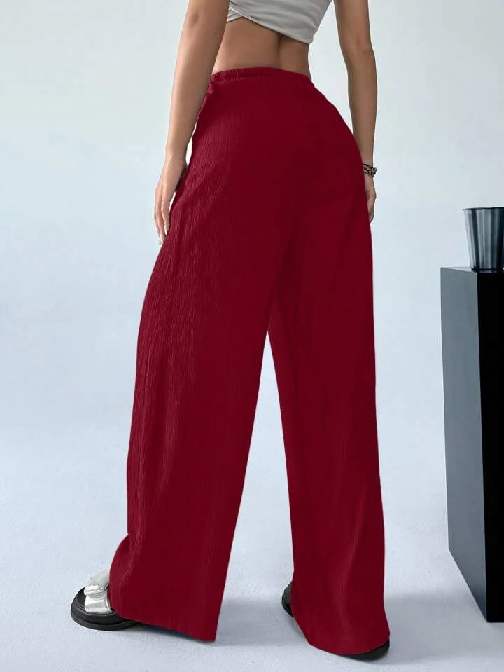 شلوار زنانه گشاد کمر بلند GRECIILOOKS | شلوار کره ای کمر بلند | شلوار ورزشی رسمی | مدل باربری بگ ترندی (موجود در سایز بزرگ و بسته ترکیبی 2 عددی) (GL-DP-TR1028_MAROON 1_28)