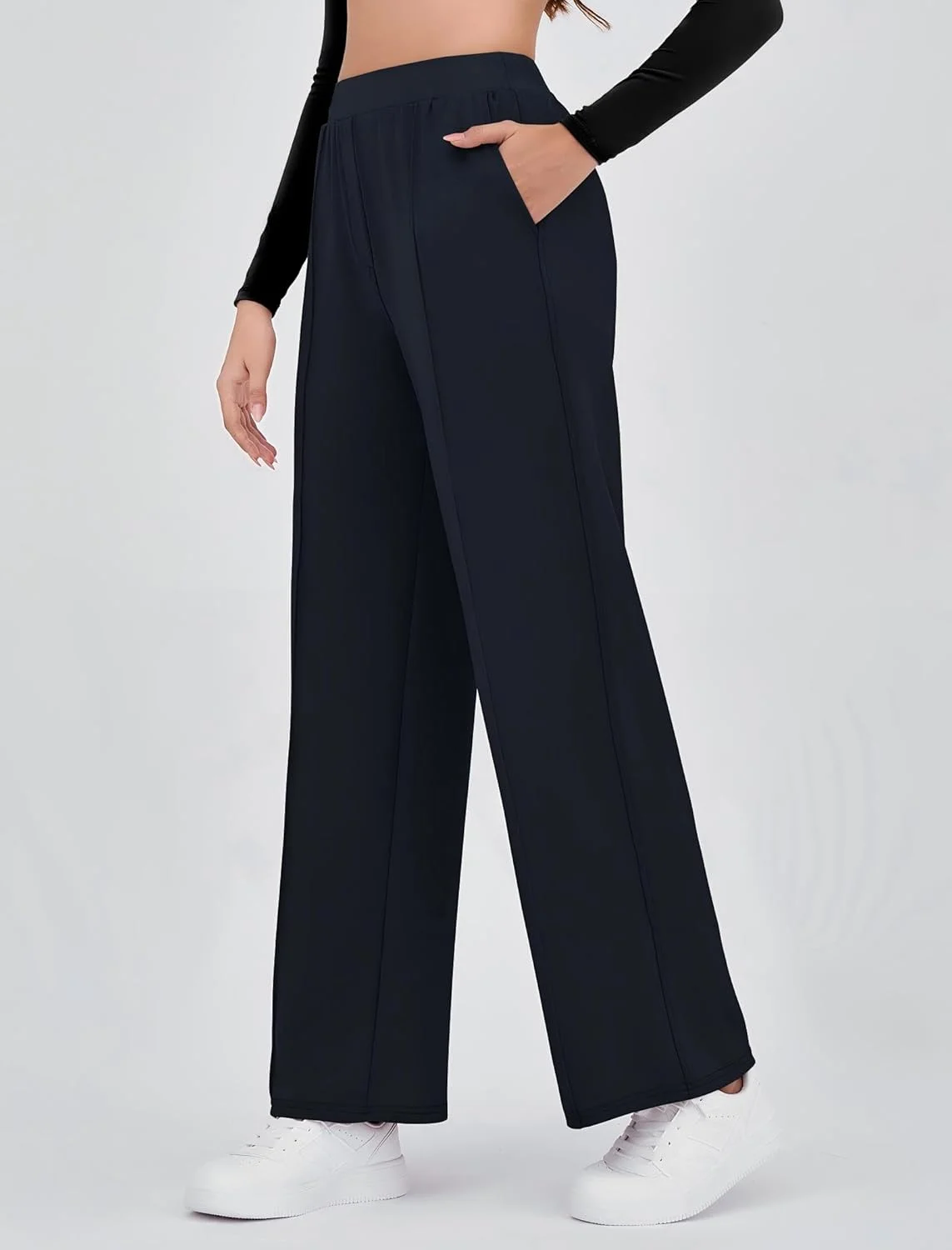 شلوار زنانه پا گشاد Gracyoga، شلوار راحتی غیر رسمی، شلوار ورزشی کمر بلند، راحت، گشاد و آزاد با جیب