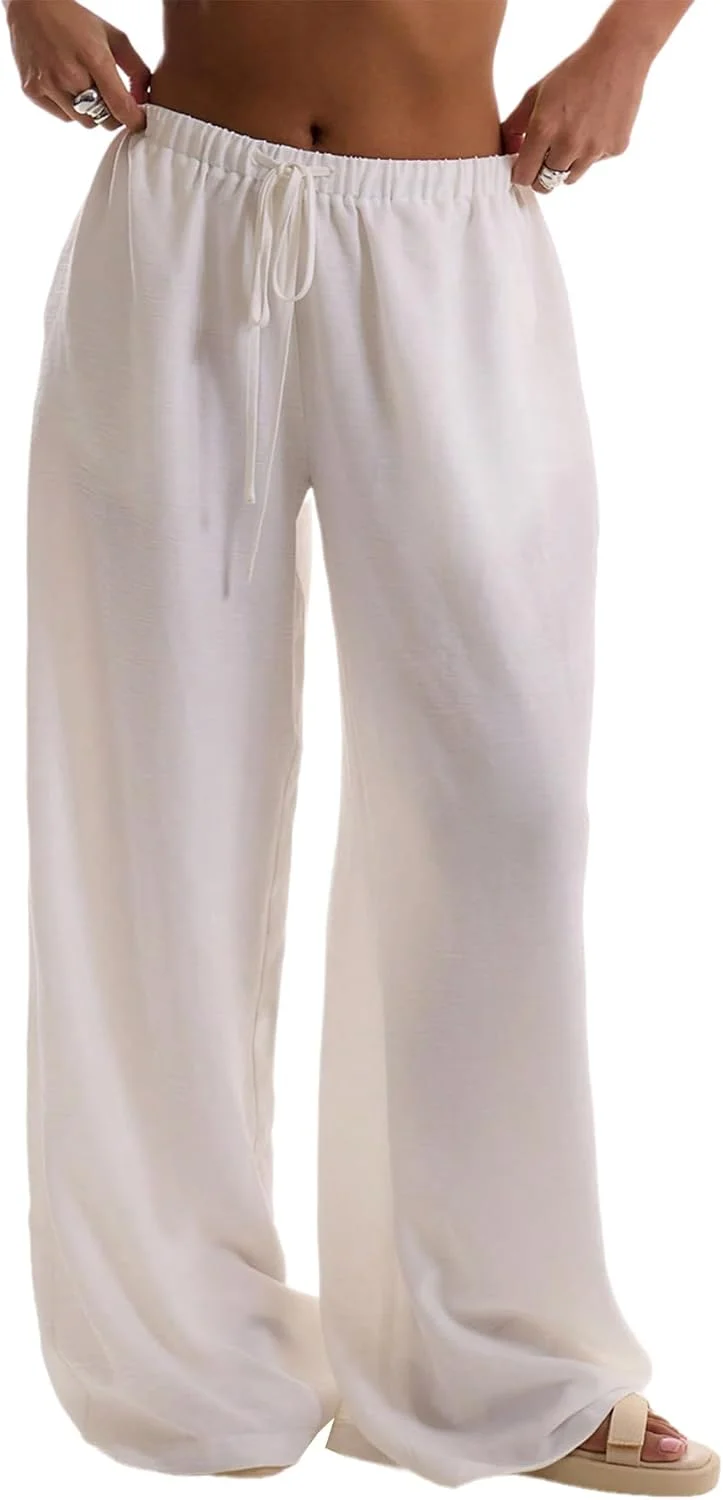 شلوار زنانه گورگلیتر با کمر بند دار، پاچه گشاد، مدل پالازو، مناسب یوگا