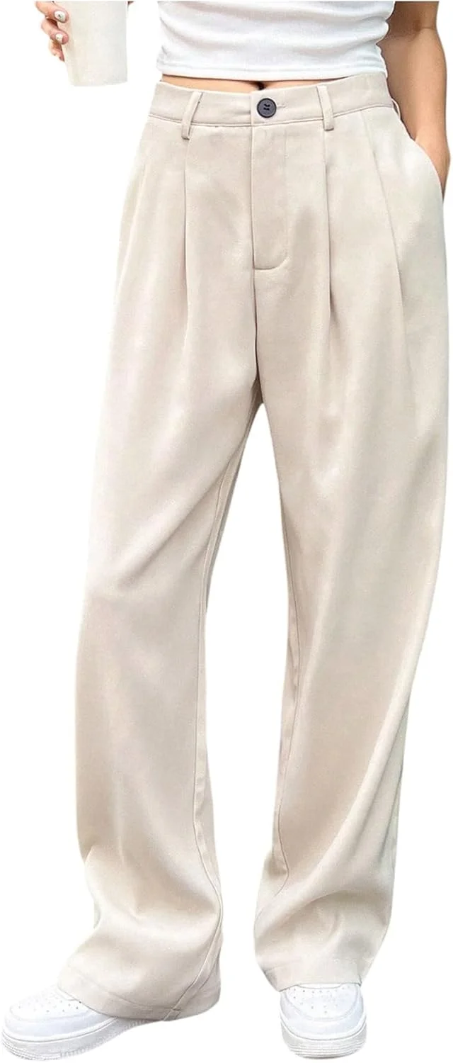 شلوار زنانه گورگلیتر، کمر بلند، پلیسه دار، پاچه گشاد، دکمه دار، مناسب برای محیط کار و تجارت