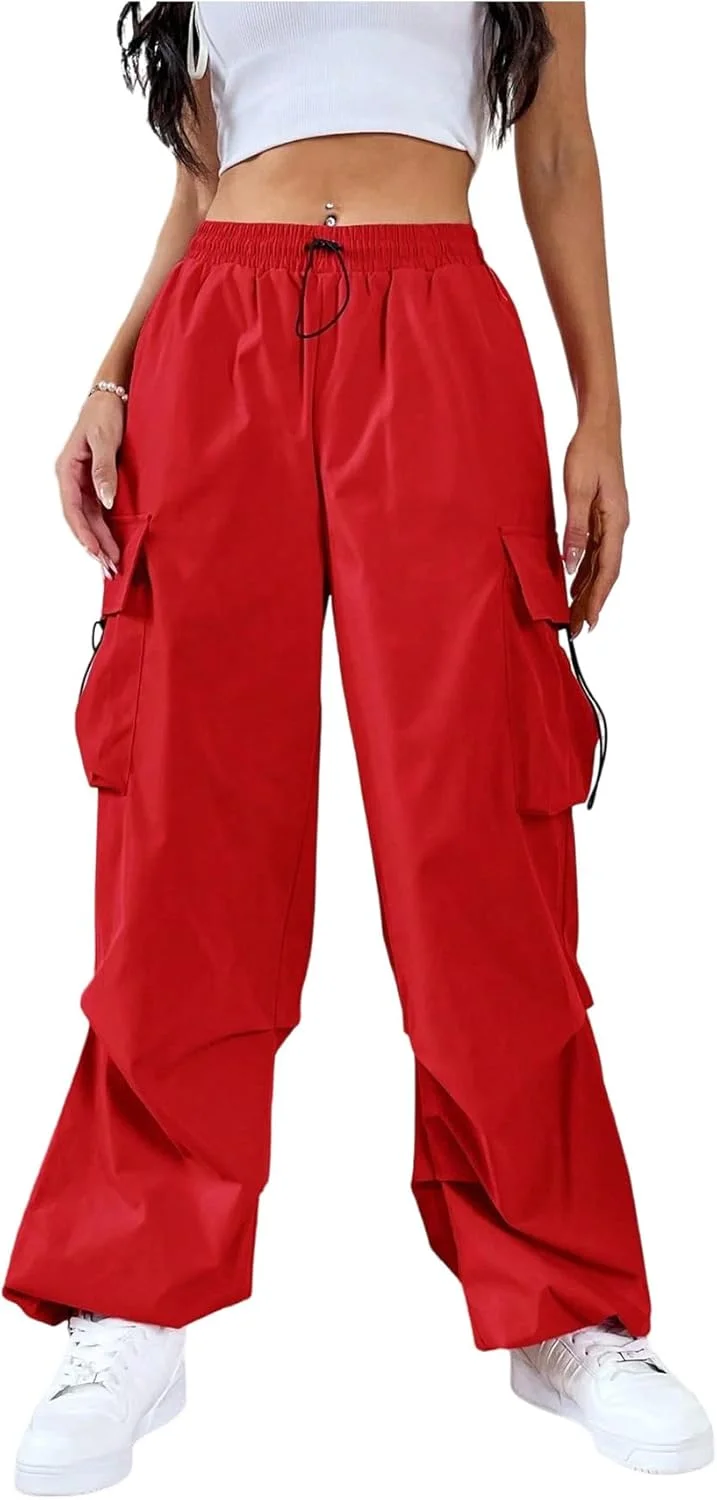 شلوار کارگو زنانه گورگلیتر، دارای بند کشی، کمر کشی، جیب پاکتی و فرم آزاد مناسب تمرین