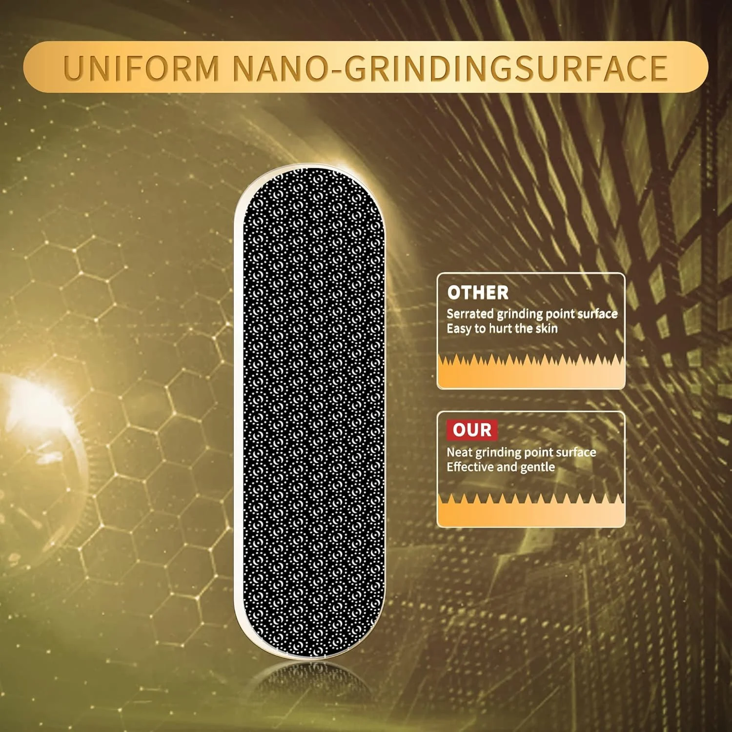 سوهان شیشه ای پا KASTWAVE برای پوست مرده، از بین برنده پینه پا با فناوری اچینگ شیشه، سوهان نانو شیشه ای پاشنه پا، ملایم برای ابزار پدیکور پا، مناسب برای پاهای خشک و مرطوب، طلایی