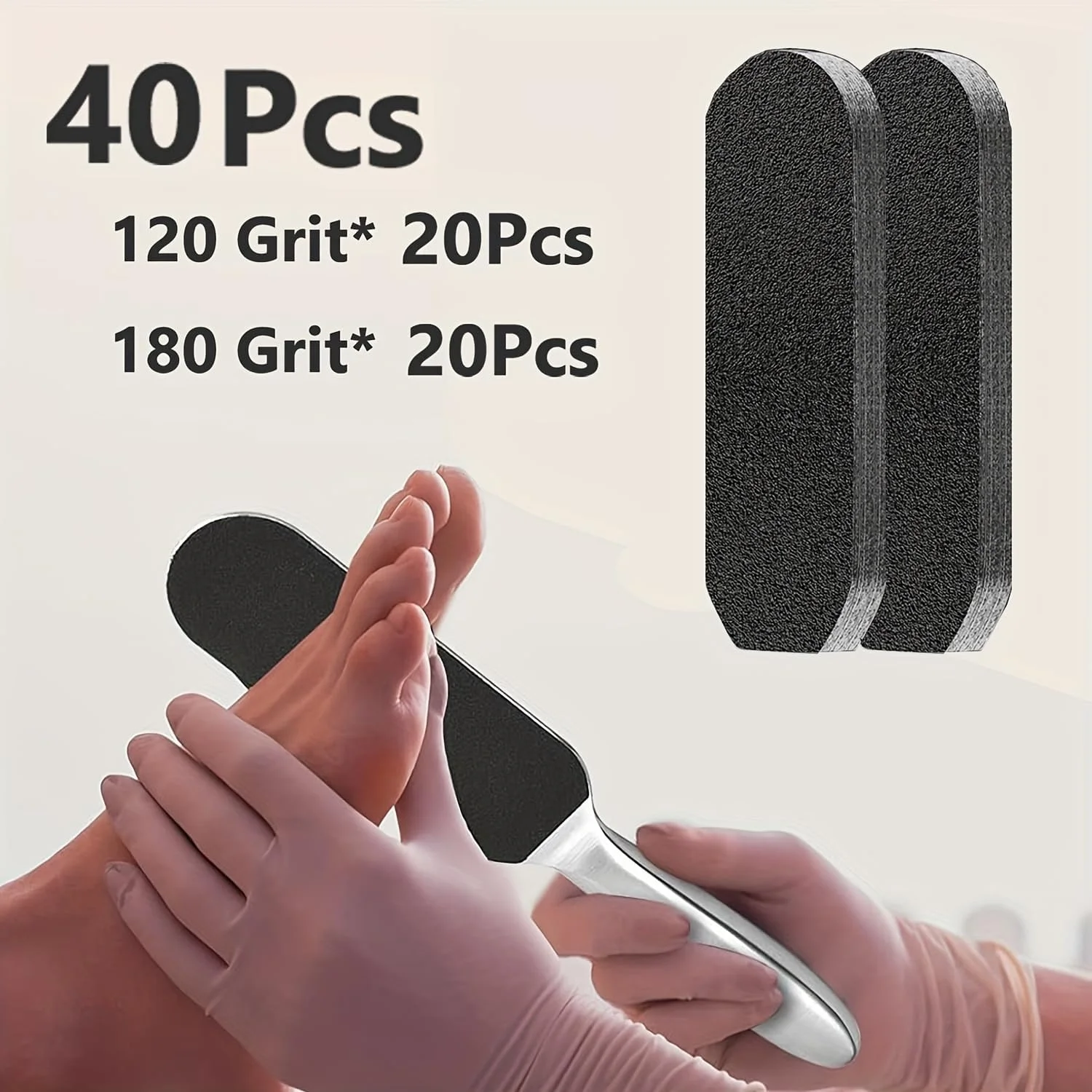 برگه های جایگزین سوهان پا: 40 عدد پد یدیکور، کاغذ سنباده زبر و نرم برای از بین بردن پوست مرده و نرم کردن پا (دانه بندی 120/180)