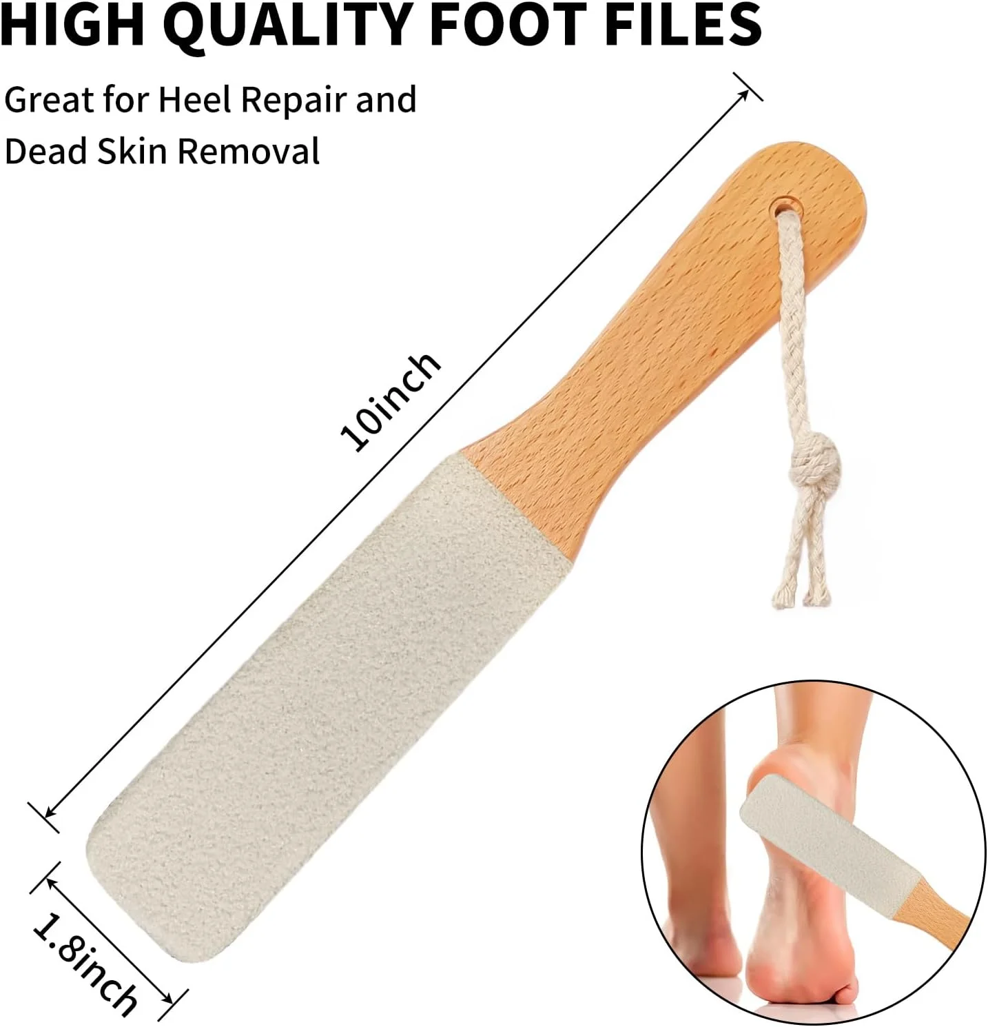 سوهان پا - سوهان پدیکور ممتاز برای پا، سوهان پاشنه پا برای پوست صاف و نرم با دسته ارگونومیک - سفید