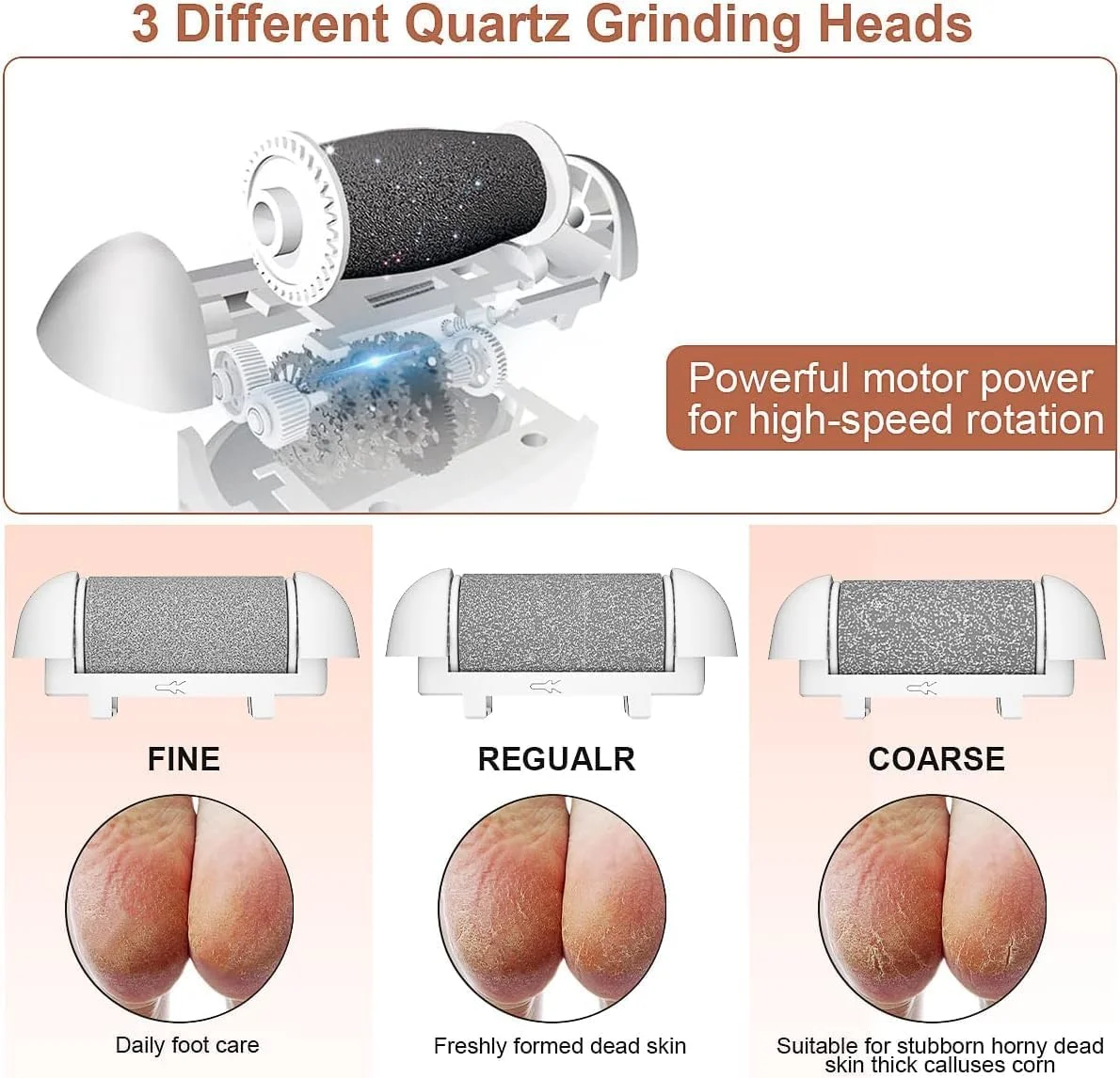 سوهان برقی پا، کیت پدیکور الکترونیکی قابل حمل و شارژی، سوهان برقی ضد آب پا، ابزار حرفه ای پدیکور و مراقبت از پا، مراقبت از پا برای پوست های مرده