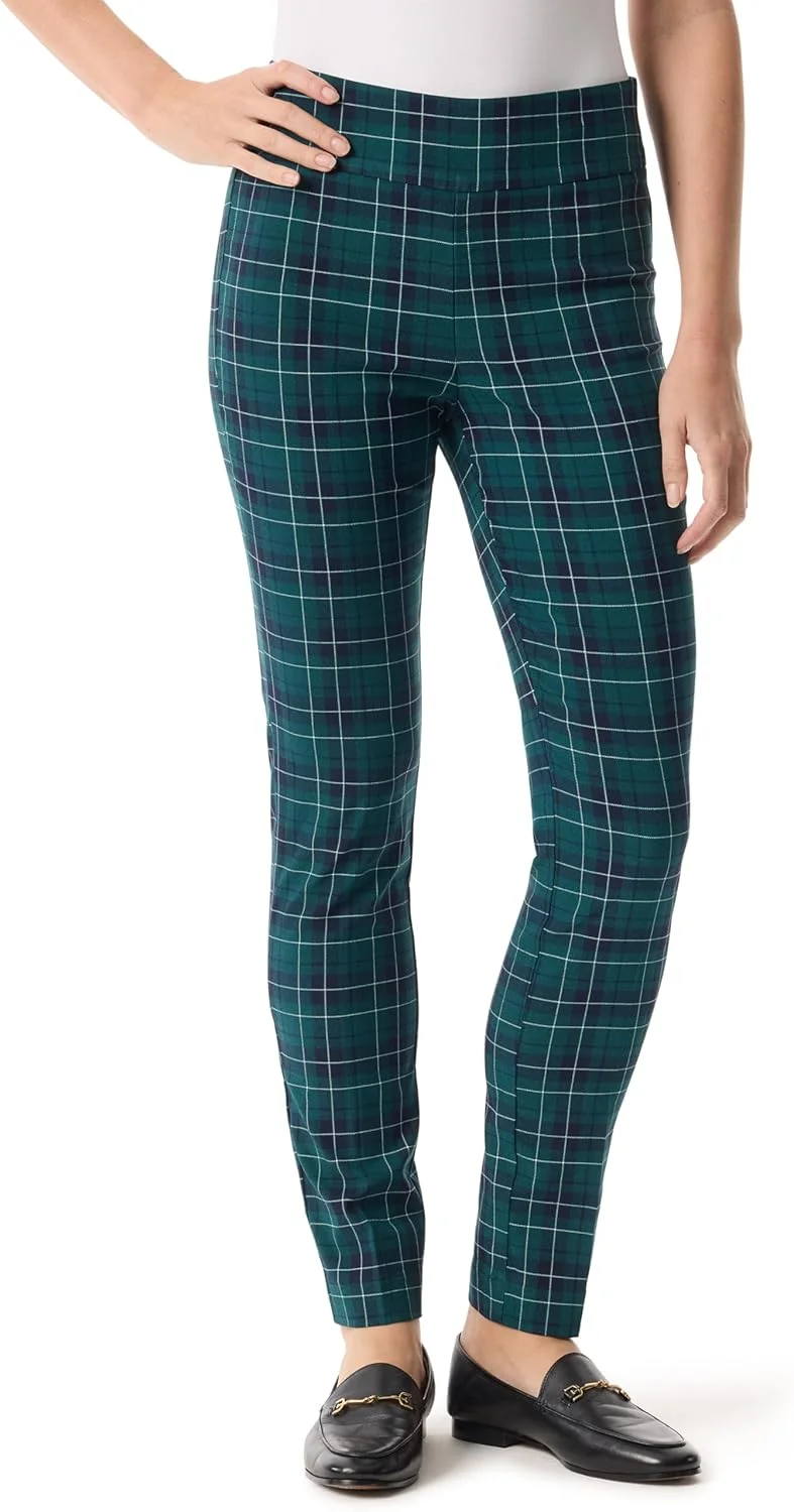 شلوار زنانه گلوریا وندربیلت، مدل Pull on Tummy Slimmer، رنگ سبز تیره - چهارخانه لذت بخش، سایز 14