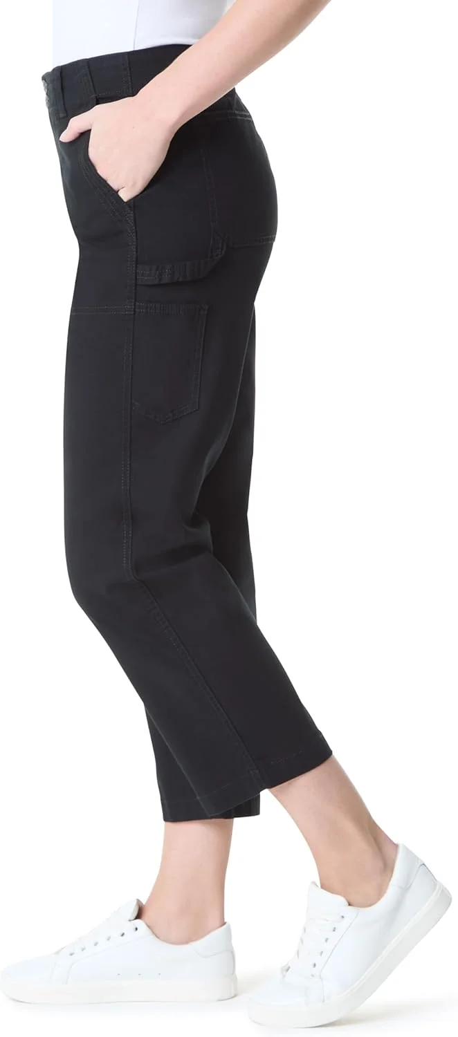 شلوار کارپنتر زنانه کوتاه گلوریا وندربیلت با 6 جیب، استاندارد، مشکی، سایز 14 شلوار کارپنتر زنانه کوتاه گلوریا وندربیلت با 6 جیب، استاندارد، مشکی، سایز 14