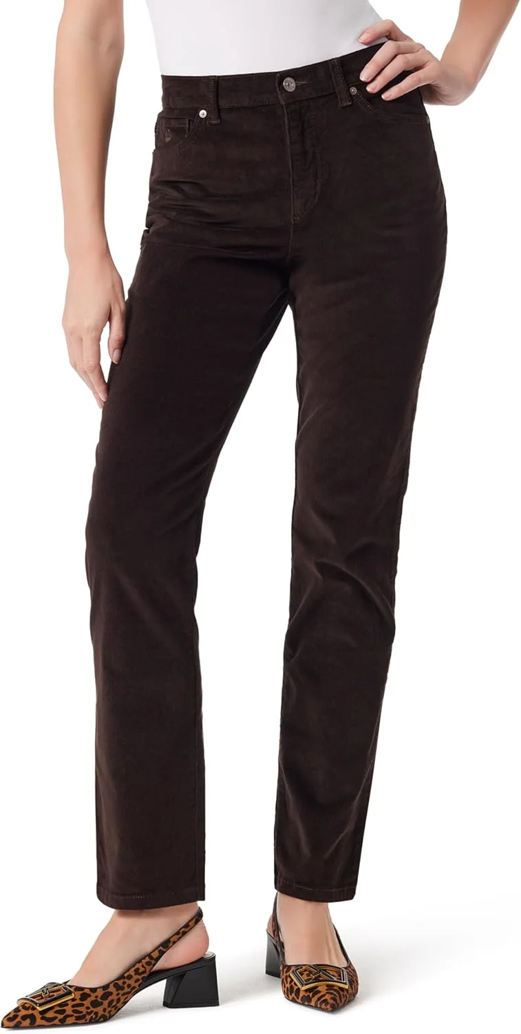 شلوار زنانه کبریتی راسته فاق بلند آماندا گلوریا وندربیلت، رنگ قهوه ای رست، سایز 16 کوتاه