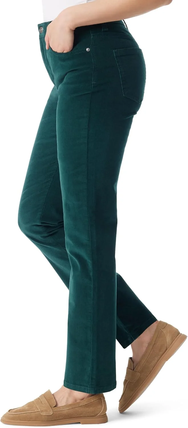 شلوار زنانه مخملی کبریتی راسته فاق بلند Amanda Gloria Vanderbilt، رنگ Ponderosa Spruce، سایز 16 شلوار زنانه مخملی کبریتی راسته فاق بلند Amanda Gloria Vanderbilt، رنگ Ponderosa Spruce، سایز 16