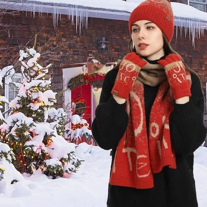 ست کلاه بافتنی، شال گردن و دستکش زنانه KASTWAVE، کلاه بافتنی گرم، شال گردن بلند و دستکش های لمسی مناسب هوای سرد برای زنان و مردان ست کلاه بافتنی، شال گردن و دستکش زنانه KASTWAVE، کلاه بافتنی گرم، شال گردن بلند و دستکش های لمسی مناسب هوای سرد برای زنان و مردان