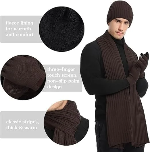 ست 3 تکه کلاه بافتنی زمستانی، شال گردن و دستکش، ست KASTWAVE برای مردان و زنان، کلاه اسکی، دستکش های صفحه لمسی، ست کلاه های ست زوجی برای مردان و زنان ست 3 تکه کلاه بافتنی زمستانی، شال گردن و دستکش، ست KASTWAVE برای مردان و زنان، کلاه اسکی، دستکش های صفحه لمسی، ست کلاه های ست زوجی برای مردان و زنان