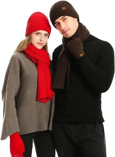 ست 3 تکه کلاه بافتنی زمستانی، شال گردن و دستکش، ست KASTWAVE برای مردان و زنان، کلاه اسکی، دستکش های صفحه لمسی، ست کلاه های ست زوجی برای مردان و زنان ست 3 تکه کلاه بافتنی زمستانی، شال گردن و دستکش، ست KASTWAVE برای مردان و زنان، کلاه اسکی، دستکش های صفحه لمسی، ست کلاه های ست زوجی برای مردان و زنان