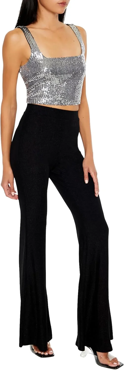 شلوار براق زنانه دمپا گشاد فاق بلند Forever 21