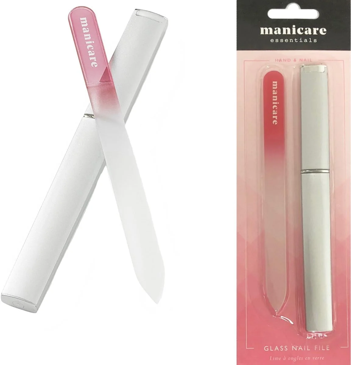 سوهان ناخن شیشه ای Manicare، برای شکل دادن و حالت دادن به ناخن ها، سوهان شیشه ای قوی برای ناخن های طبیعی و مصنوعی، دو طرفه، شامل جعبه محافظ، ایده آل برای مانیکور در خانه یا در سفر