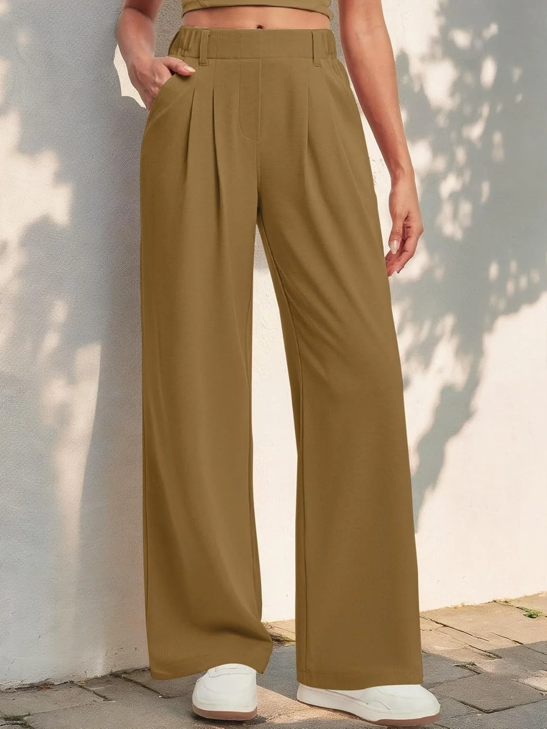شلوار کار زنانه پاچه گشاد، کمر کشی بلند، شلوار پالازو مجلسی، بافت وافلی، شلوار غیر رسمی تجاری با جیب شلوار کار زنانه پاچه گشاد، کمر کشی بلند، شلوار پالازو مجلسی، بافت وافلی، شلوار غیر رسمی تجاری با جیب