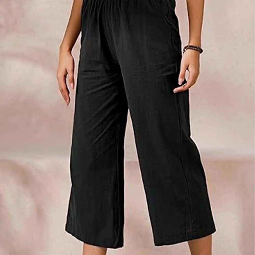 شلوار کتان زنانه شیک، رنگ ثابت - شلوار راحت و شیک با قد 9/10