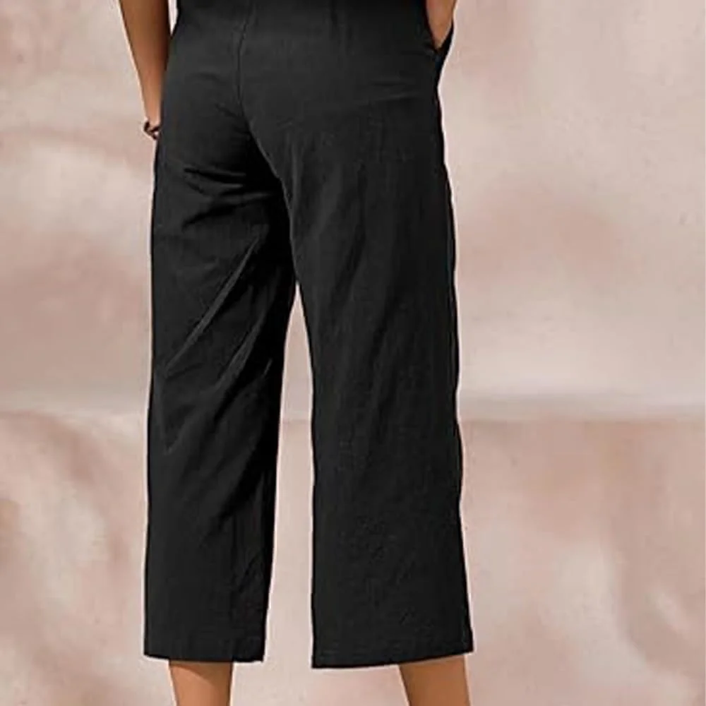 شلوار کتان زنانه شیک، رنگ ثابت - شلوار راحت و شیک با قد 9/10