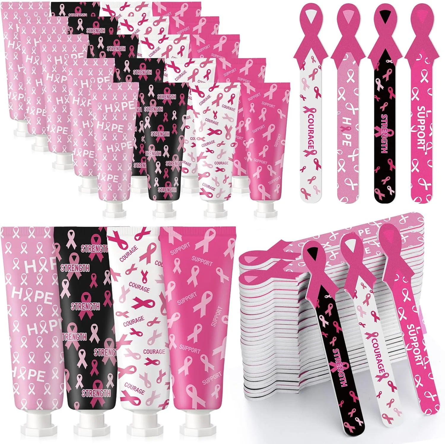 ست هدیه آگاهی از سرطان سینه لوپر، شامل 48 عدد کرم دست و سوهان ناخن، مناسب برای بانوان، با روبان صورتی، لوسیون دست مسافرتی، لوازم مهمانی آگاهی از سرطان سینه برای مهمانان ست هدیه آگاهی از سرطان سینه لوپر، شامل 48 عدد کرم دست و سوهان ناخن، مناسب برای بانوان، با روبان صورتی، لوسیون دست مسافرتی، لوازم مهمانی آگاهی از سرطان سینه برای مهمانان