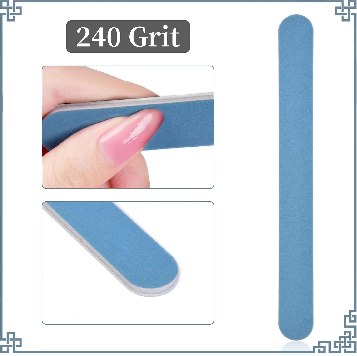 ست سوهان ناخن 10 عددی KAZIPOP دو طرفه با درجه زبری 240/240، سوهان سمباده ای، ابزار مانیکور و پدیکور مناسب برای استفاده خانگی