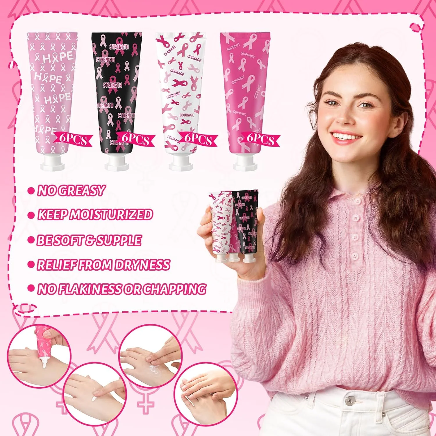 ست هدیه آگاهی از سرطان سینه لوپر، شامل 48 عدد کرم دست و سوهان ناخن، مناسب برای بانوان، با روبان صورتی، لوسیون دست مسافرتی، لوازم مهمانی آگاهی از سرطان سینه برای مهمانان ست هدیه آگاهی از سرطان سینه لوپر، شامل 48 عدد کرم دست و سوهان ناخن، مناسب برای بانوان، با روبان صورتی، لوسیون دست مسافرتی، لوازم مهمانی آگاهی از سرطان سینه برای مهمانان