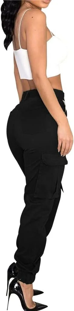 شلوار کارگو زنانه کمر بلند و اسلیم فیت طرح ارتشی