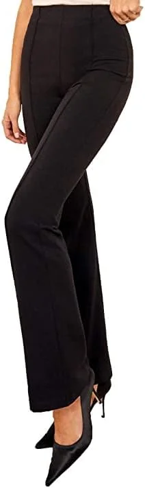 شلوار زنانه دمپا گشاد فشن Dream Beauty، شلوار بوت کات کشی کمر بلند، پاچه های موازی کشسان مناسب برای استفاده روزمره و محیط کار