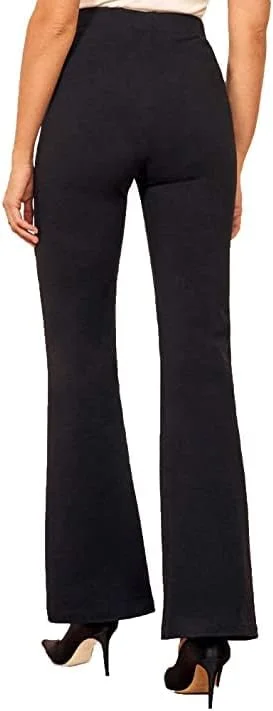 شلوار زنانه دمپا گشاد فشن Dream Beauty، شلوار بوت کات کشی کمر بلند، پاچه های موازی کشسان مناسب برای استفاده روزمره و محیط کار