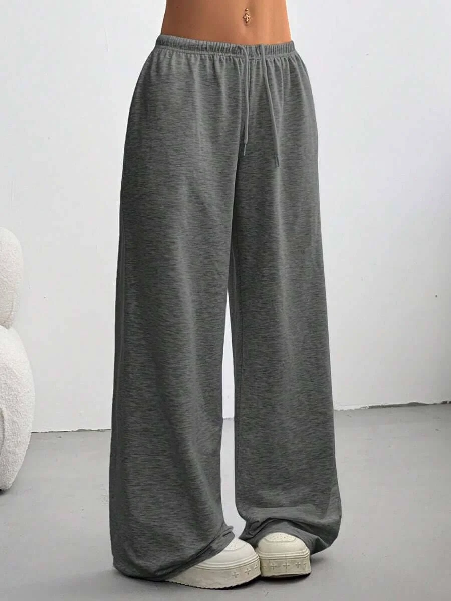 شلوار جاگر زنانه گشاد، کمر بلند، اسپرت، دارای بند و جیب، مناسب تابستان 2025، شلوار راحتی Y2k، خاکستری تیره XS