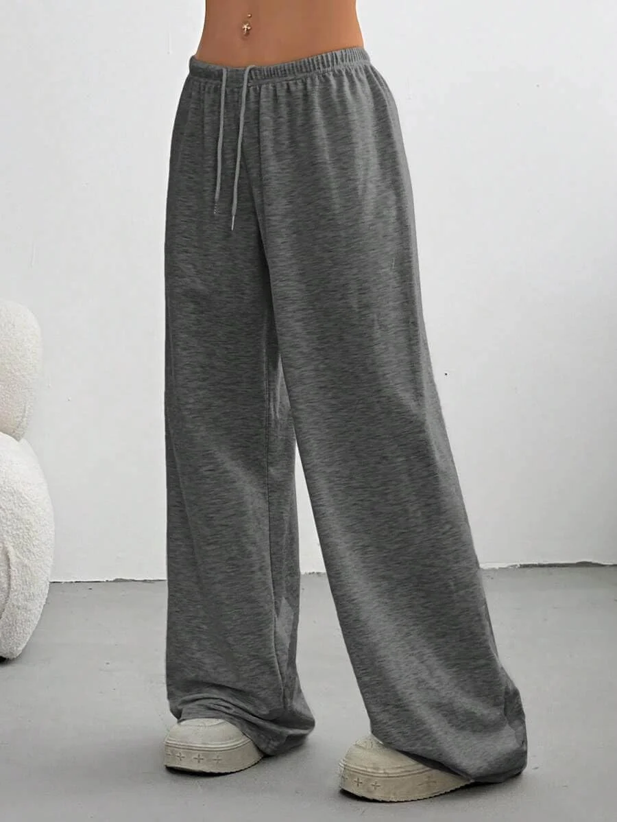 شلوار جاگر زنانه گشاد، کمر بلند، اسپرت، دارای بند و جیب، مناسب تابستان 2025، شلوار راحتی Y2k، خاکستری تیره XS