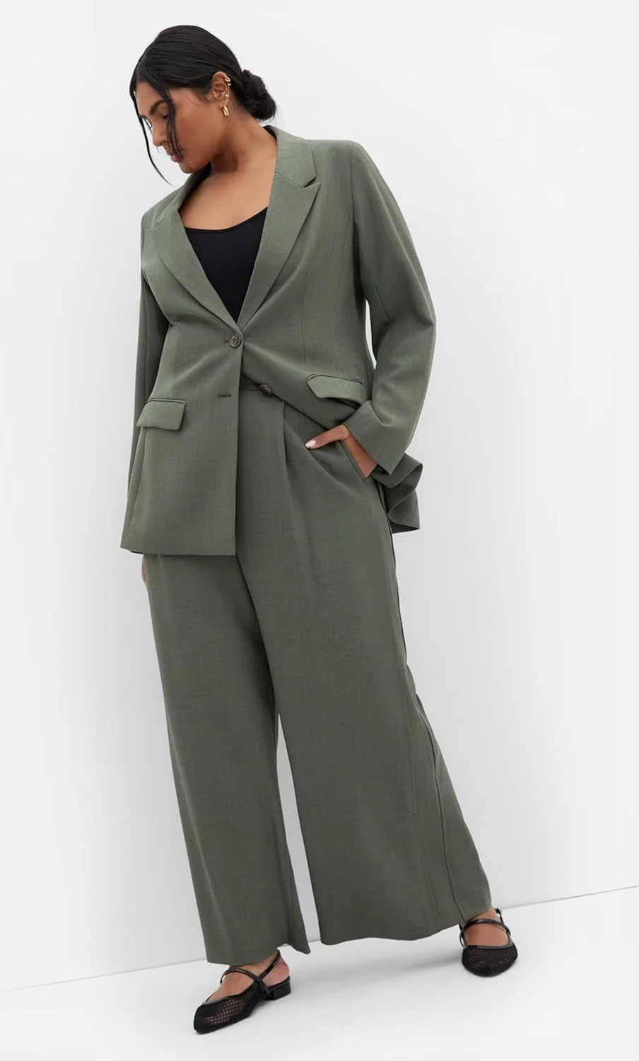 شلوار زنانه سایز بزرگ سیتی شیک - مدل آلانا، زیتونی، سایز 14 پلاس شلوار زنانه سایز بزرگ سیتی شیک - مدل آلانا، زیتونی، سایز 14 پلاس