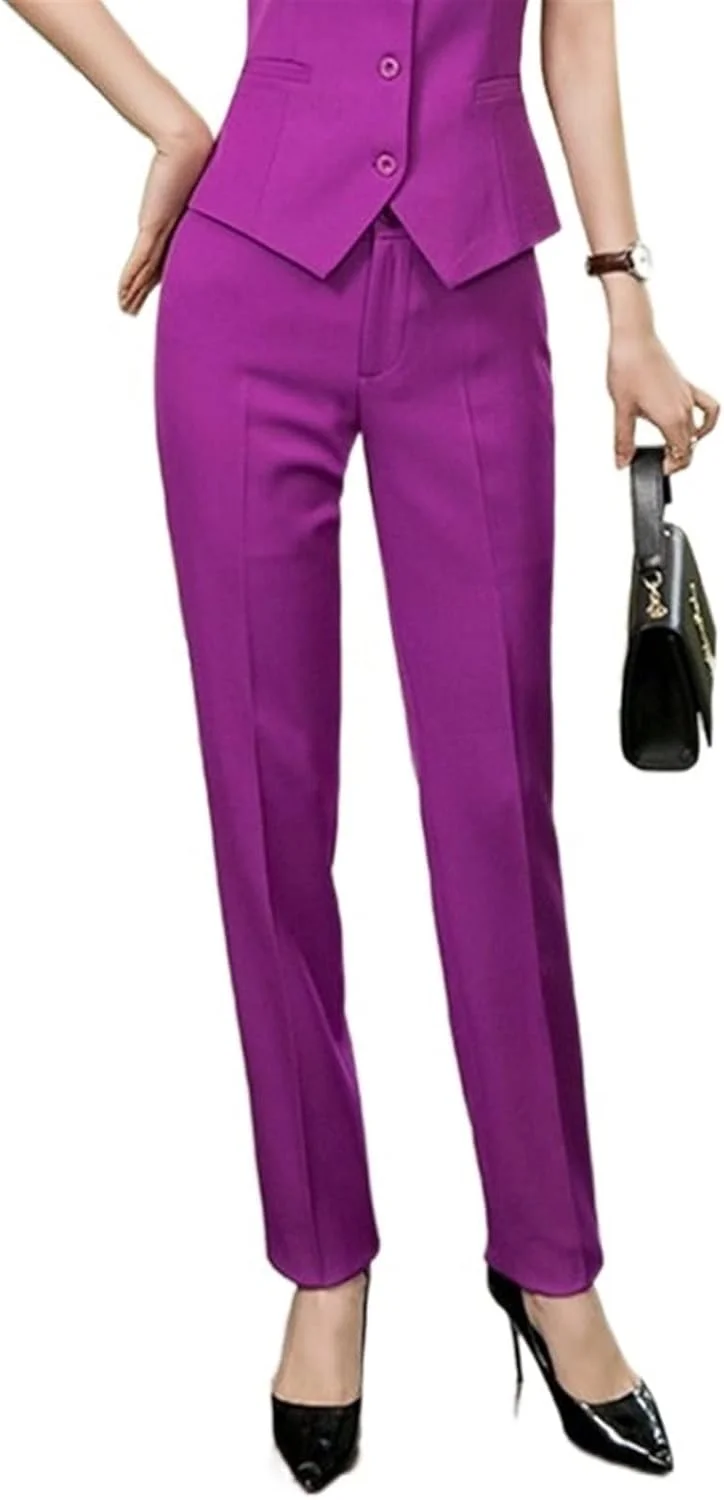 شلوار زنانه UGFVGYTG مناسب برای خانم های اداری، کار تجاری، شلوار راسته پاییز و زمستان، شلوار مشکی، زنانه (Hortel, 4XL)