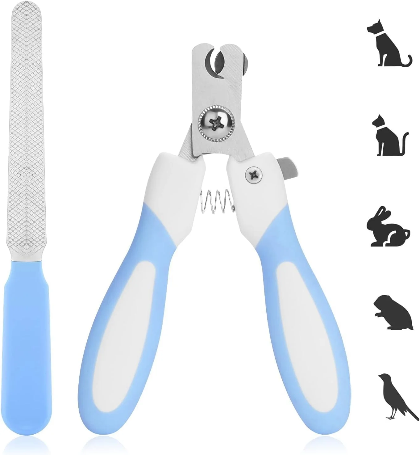 ناخن گیر سگ مامو بیر به همراه سوهان ناخن، ناخن گیر گربه استیل ضد زنگ، مناسب برای توله سگ ها و بچه گربه ها با قفل ایمنی و محافظ برای جلوگیری از کوتاه کردن بیش از حد (آبی)
