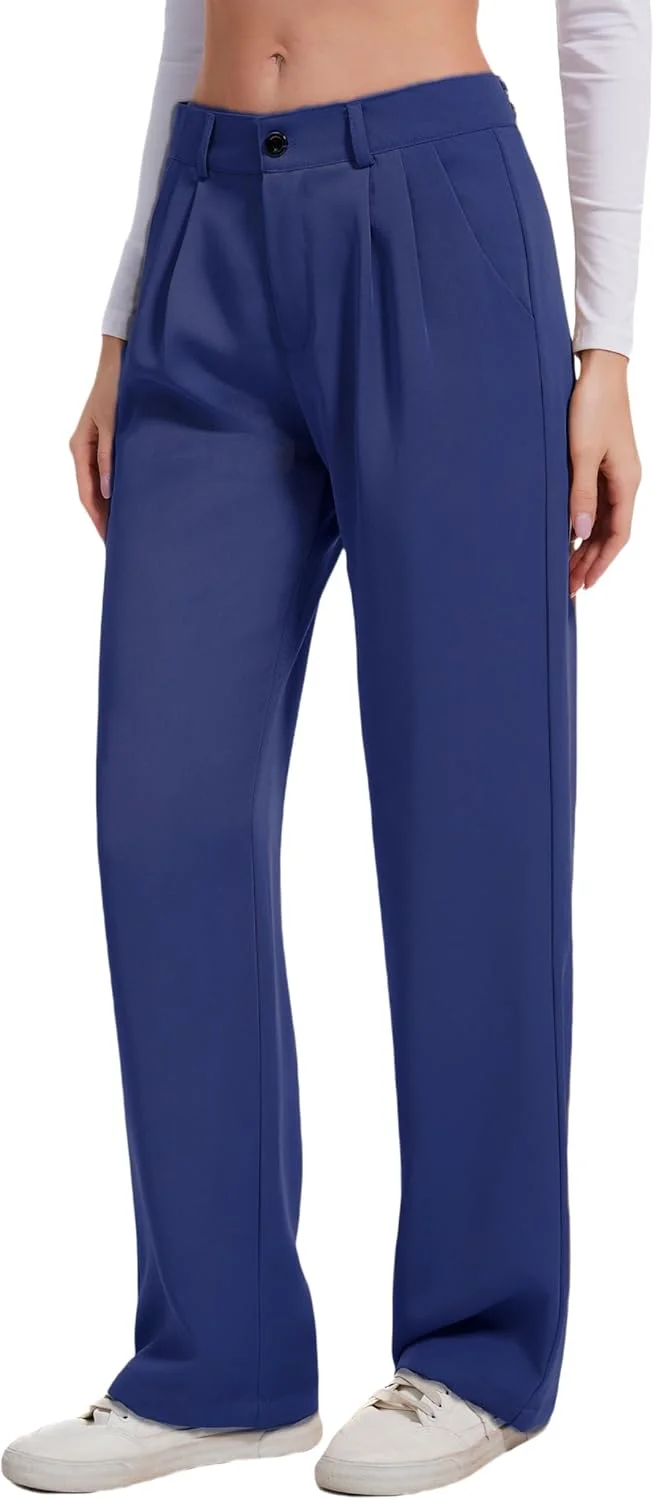 شلوار زنانه دوبل پلاس، مدل راسته، کمر بلند، مناسب استایل رسمی و کژوال، کار، اداره، مهمانی، دارای جیب، سرمه ای، سایز 16